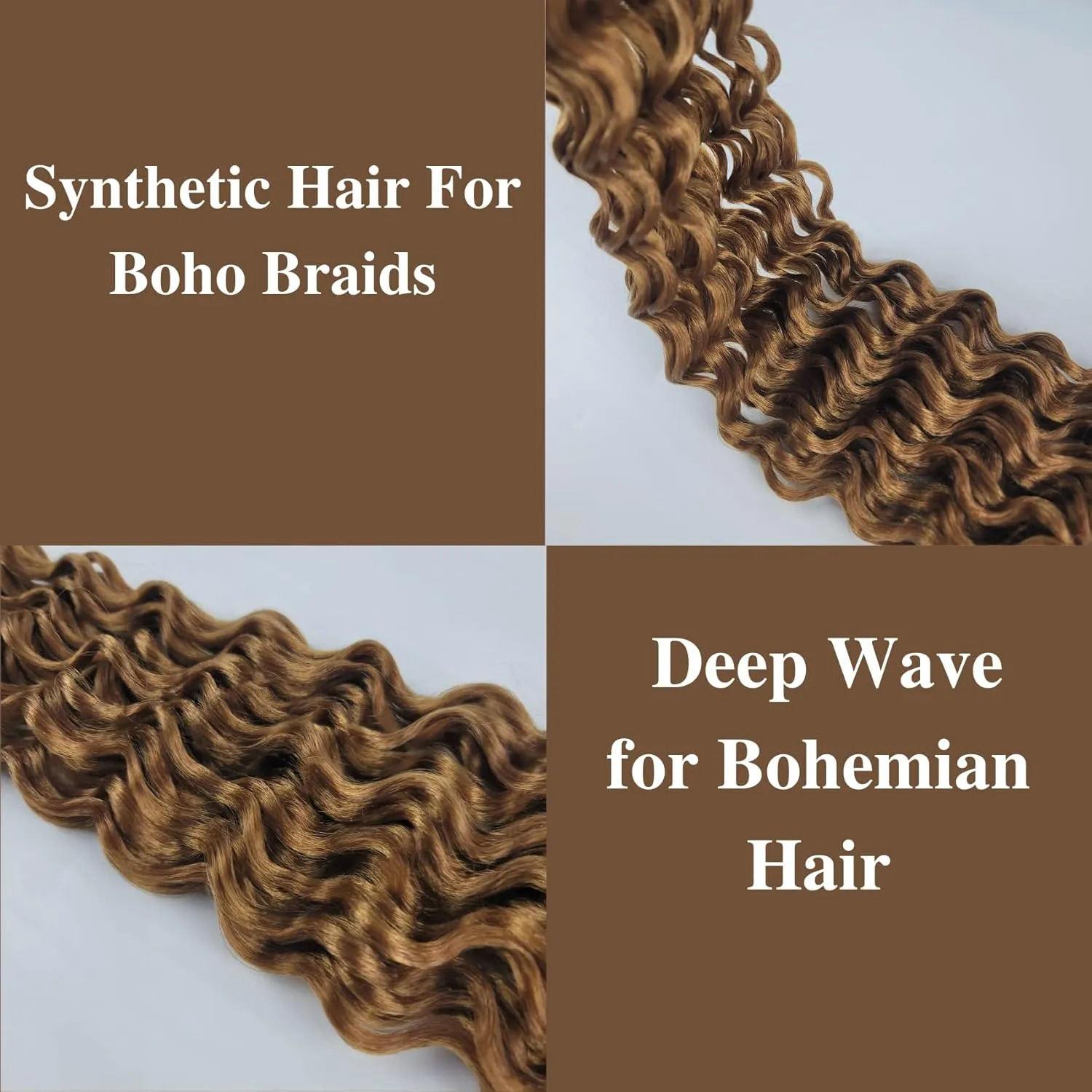 Honey Brown Braiding Hair Pre stretched Boho Hair for Braiding Prestretched Hypoallergenic Ez Braid Curly Deep Wave Crochet Braids