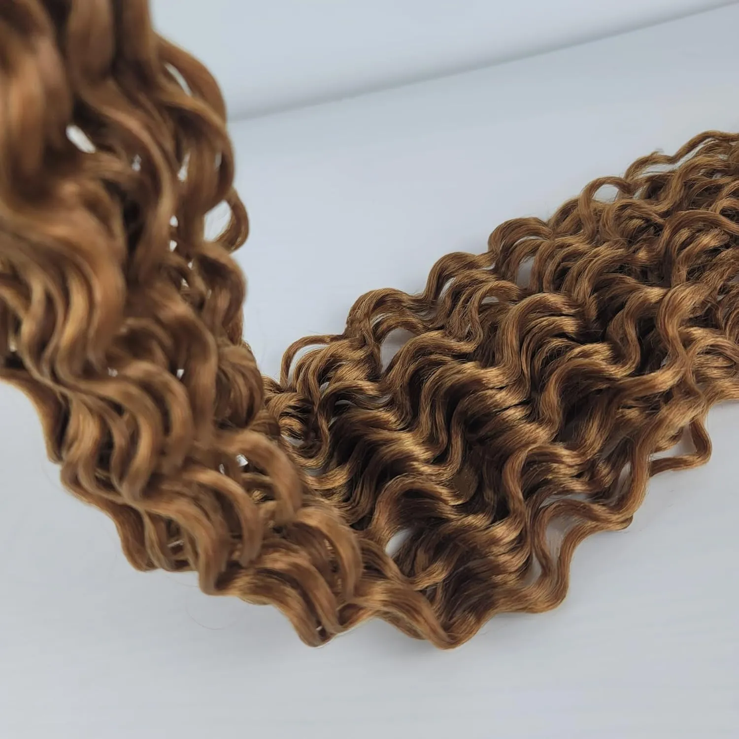 Honey Brown Braiding Hair Pre stretched Boho Hair for Braiding Prestretched Hypoallergenic Ez Braid Curly Deep Wave Crochet Braids