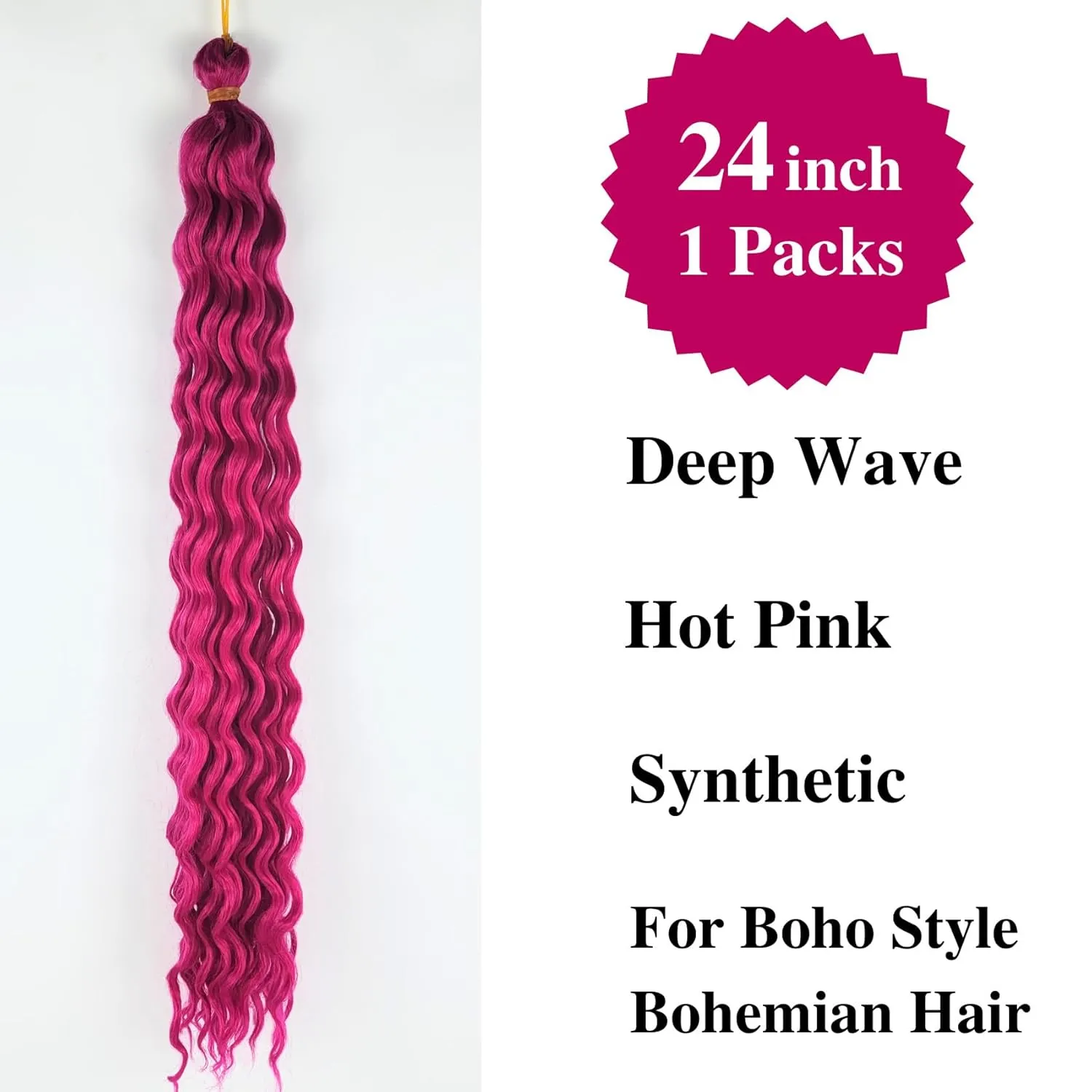 Hot Pink Braiding Hair Pre stretched Boho Braids Prestretched Braiding Hair for Bohemian Hair Ez Braid Micro Braiding Hair Synthetic Curly Deep Wave Braids