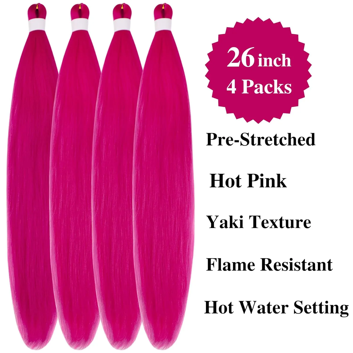Hot Pink Braiding Hair Pre stretched Boho Braids Prestretched Braiding Hair for Bohemian Hair Ez Braid Micro Braiding Hair Synthetic Curly Deep Wave Braids