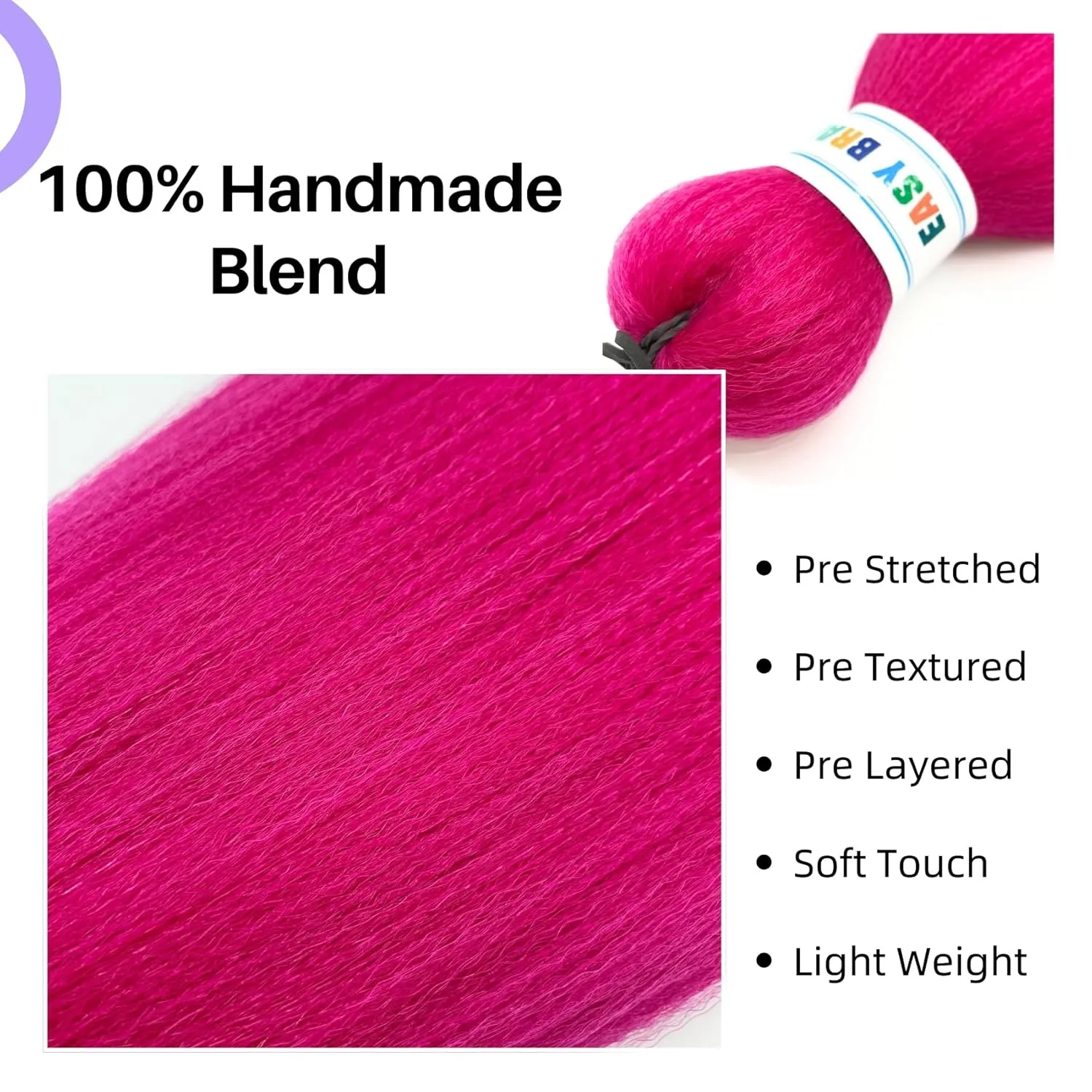 Hot Pink Braiding Hair Pre Stretched Synthetic Box Braids Hair Extension for Braiding 6 Packs