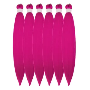 Hot Pink Braiding Hair Pre Stretched Synthetic Box Braids Hair Extension for Braiding 6 Packs