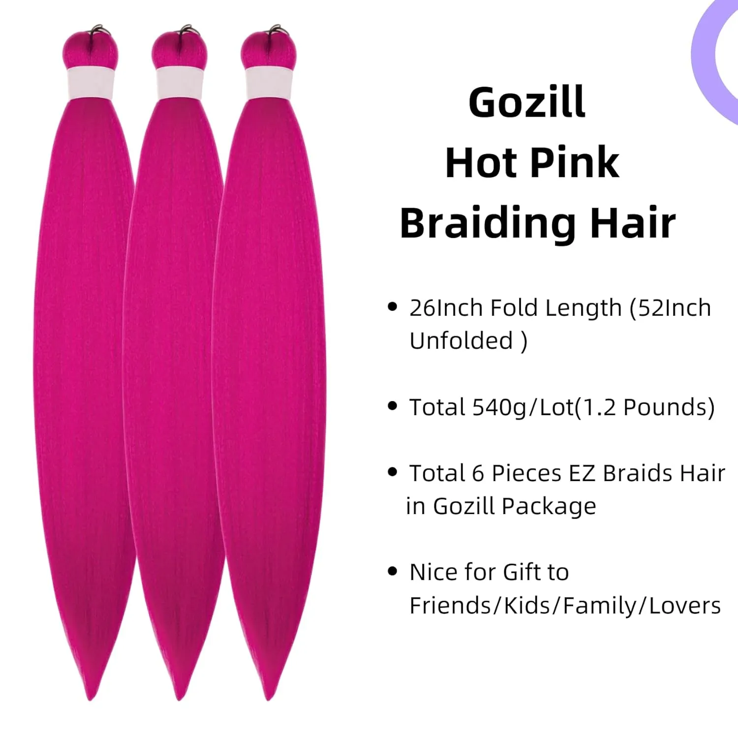 Hot Pink Braiding Hair Pre Stretched Synthetic Box Braids Hair Extension for Braiding 6 Packs