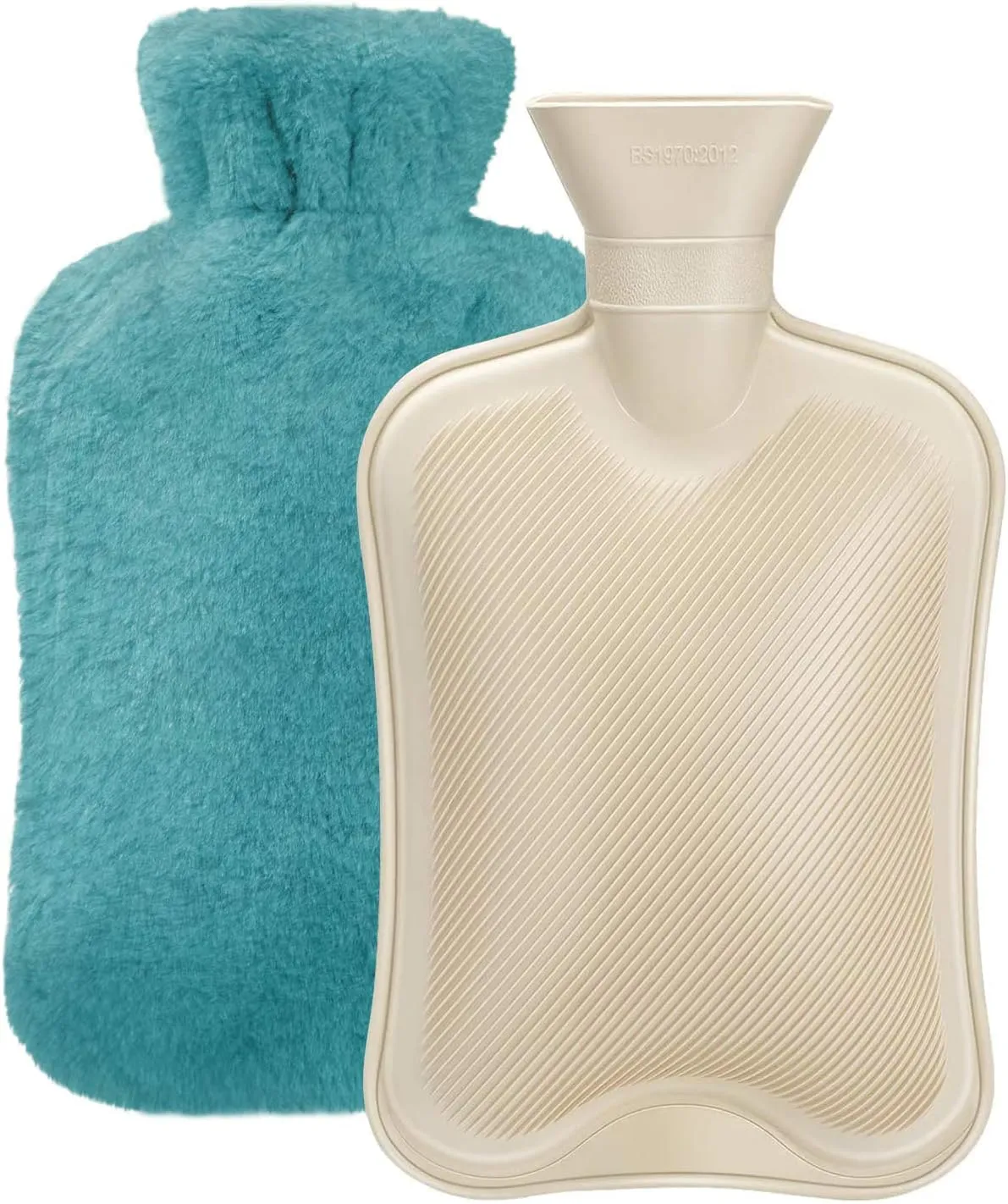 Hot Water Bottle Rubber with Soft Cover (2 Liter) Classic Hot Water Bag for Pain Relief, Cramps, Neck, Shoulders Pain, Relieve Stress, Hot Cold Pack and Feet Warmer, Multifunction for Daily Use