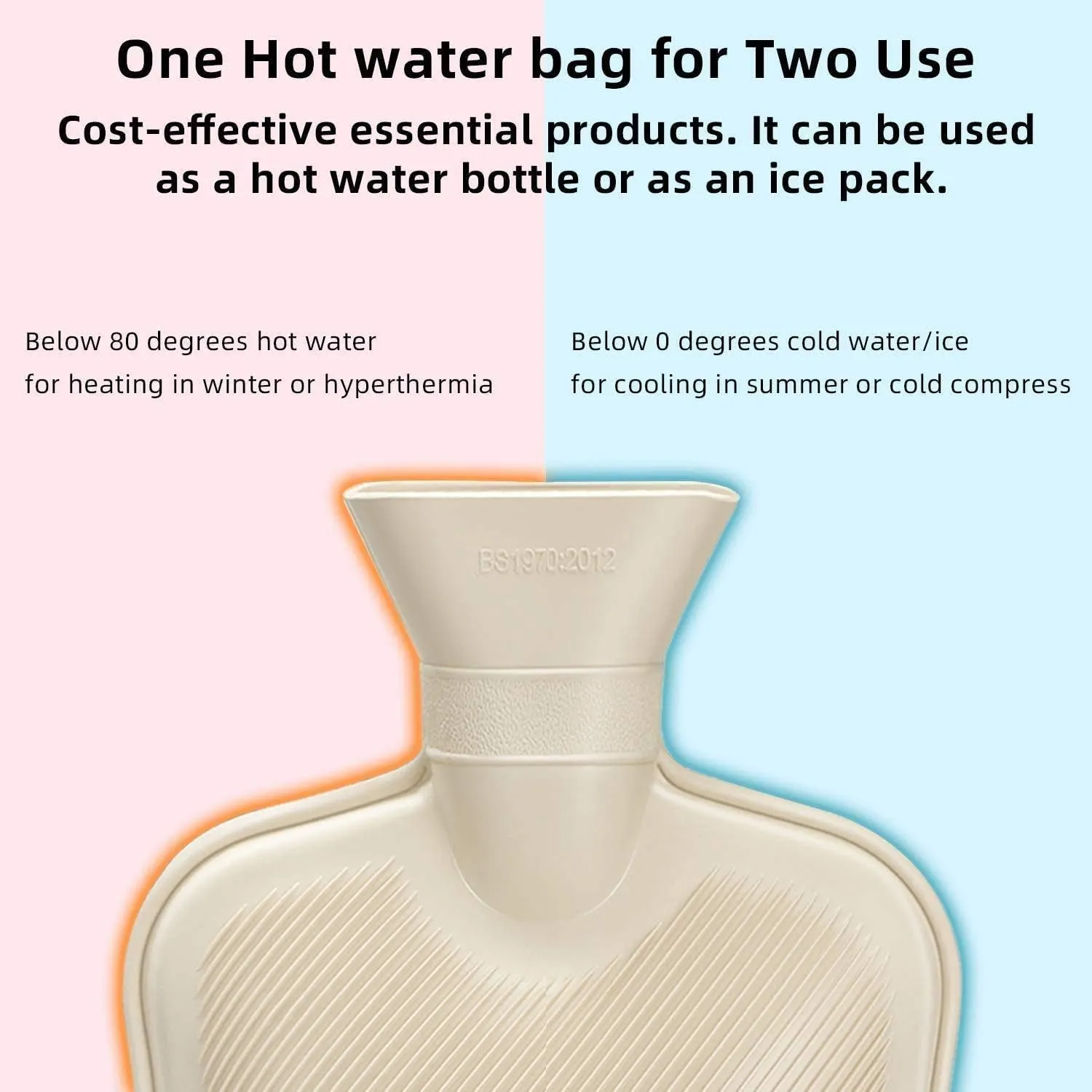 Hot Water Bottle Rubber with Soft Cover (2 Liter) Classic Hot Water Bag for Pain Relief, Cramps, Neck, Shoulders Pain, Relieve Stress, Hot Cold Pack and Feet Warmer, Multifunction for Daily Use