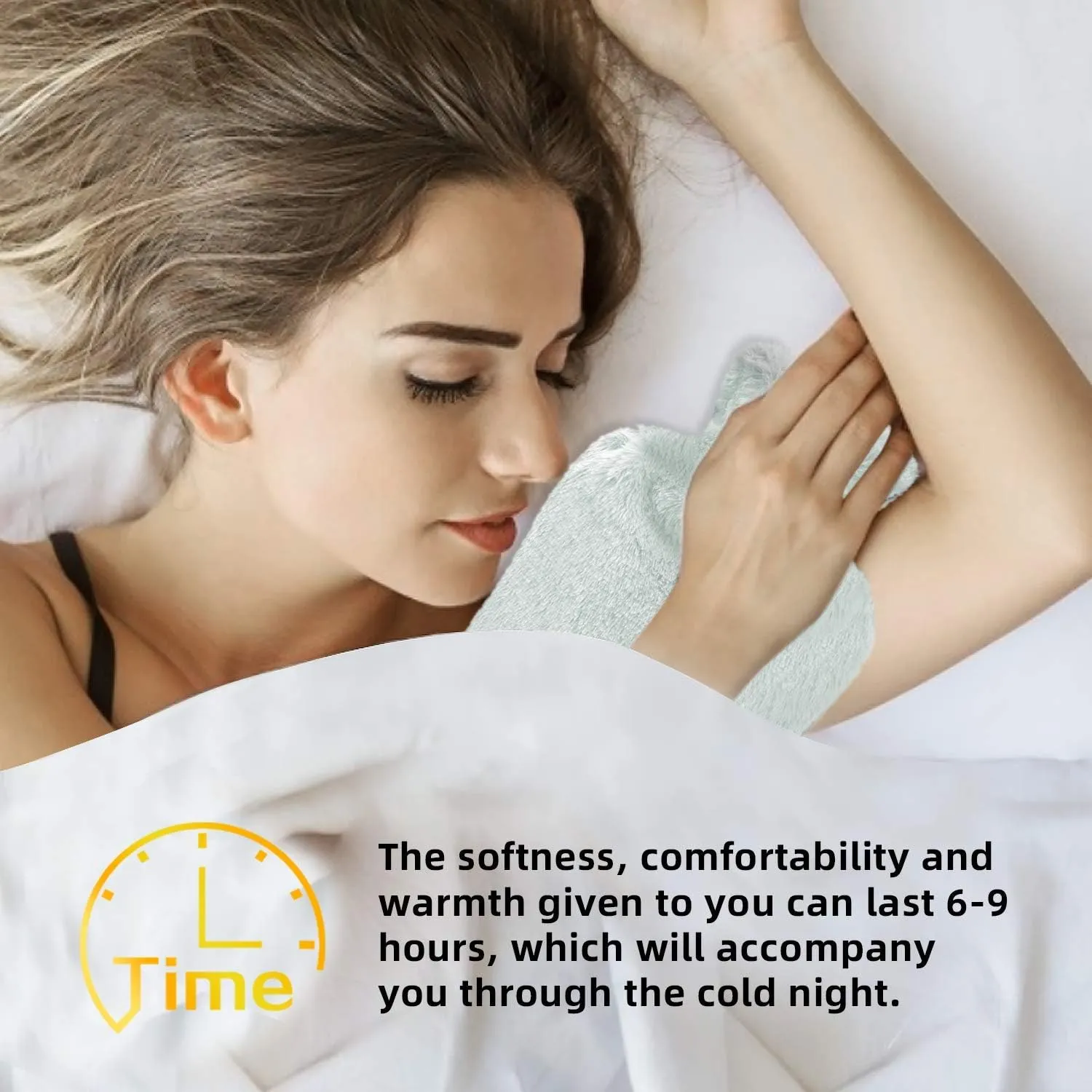 Hot Water Bottle Rubber with Soft Cover (2 Liter) Classic Hot Water Bag for Pain Relief, Cramps, Neck, Shoulders Pain, Relieve Stress, Hot Cold Pack and Feet Warmer, Multifunction for Daily Use