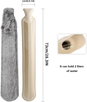 Hot Water Bottle with Soft Cover(2 Liter) Classic Hot Water Bag for Pain Relief, Neck, Shoulders and Knee, Feet Warmer, Rheumatism, Menstrual Cramps, Hot and Cold Therapy for Women Girls Seniors