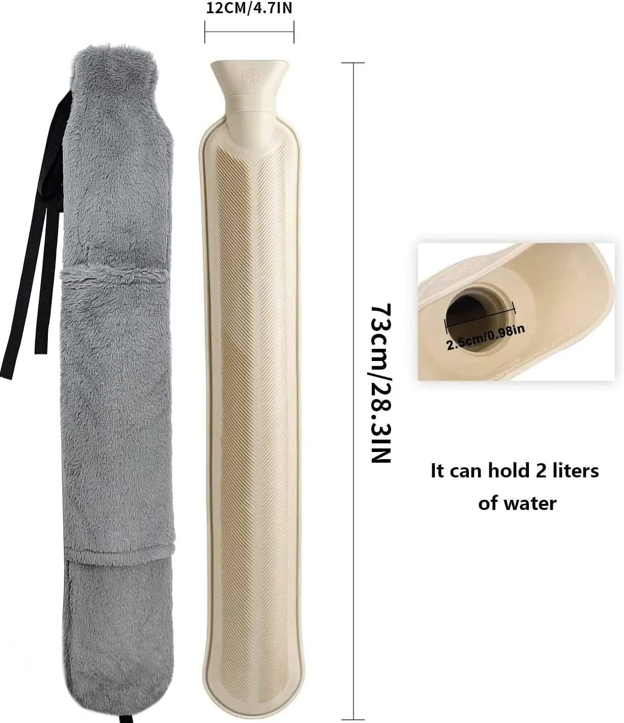 Hot Water Bottle with Soft Cover(2 Liter) Classic Hot Water Bag for Pain Relief, Neck, Shoulders and Knee, Feet Warmer, Rheumatism, Menstrual Cramps, Hot and Cold Therapy for Women Girls Seniors