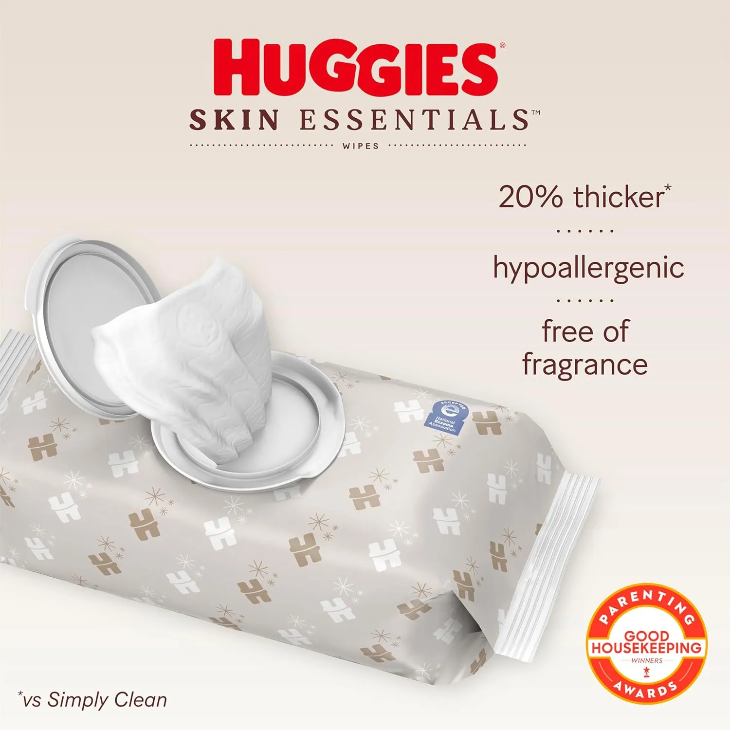 Huggies Skin Essentials Baby Wipes, Hypoallergenic, 99% Water, 15 Flip Top Packs (840 Wipes Total)