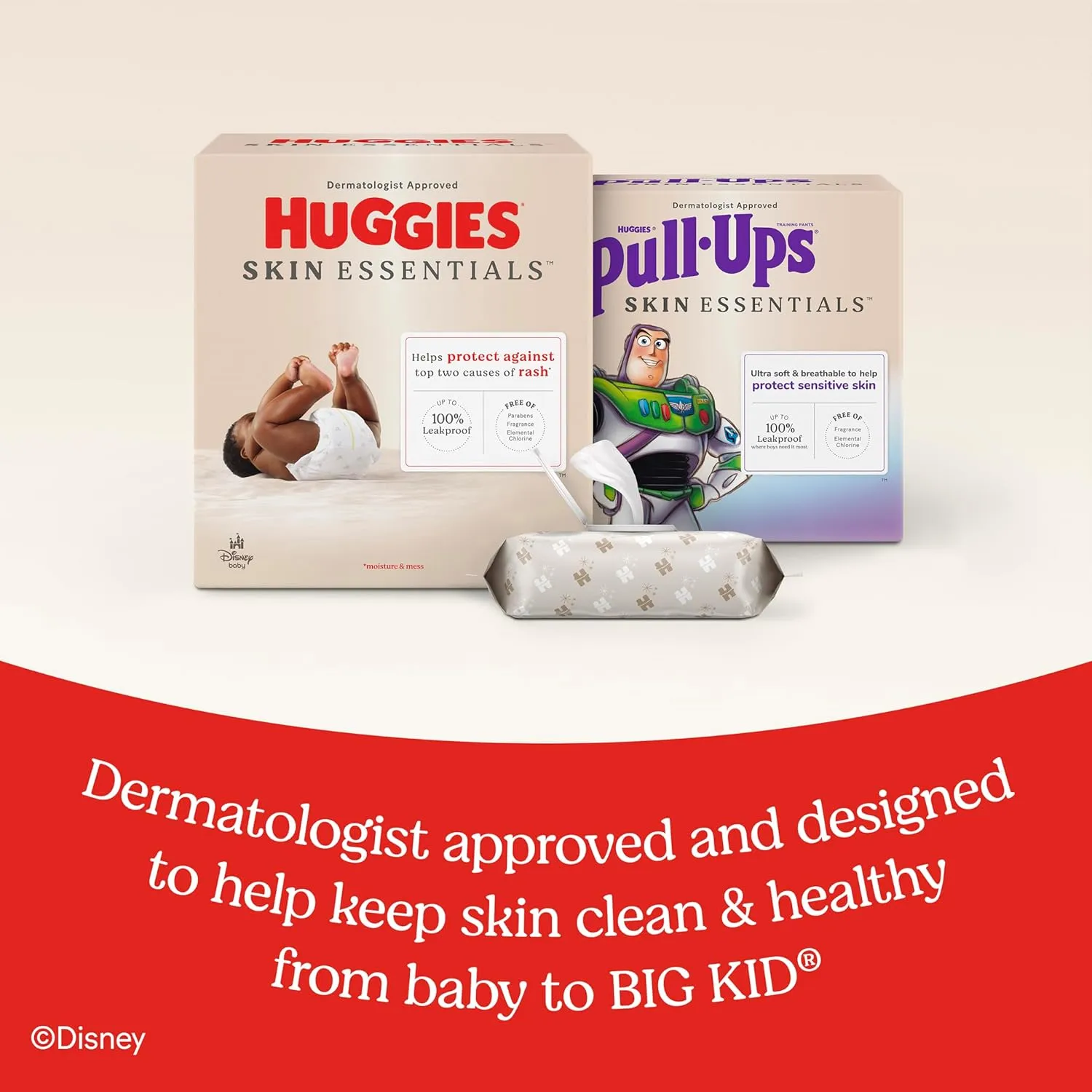 Huggies Skin Essentials Baby Wipes, Hypoallergenic, 99% Water, 15 Flip Top Packs (840 Wipes Total)