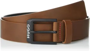 HUGO mens Gelio Matte Buckle Leather Belt