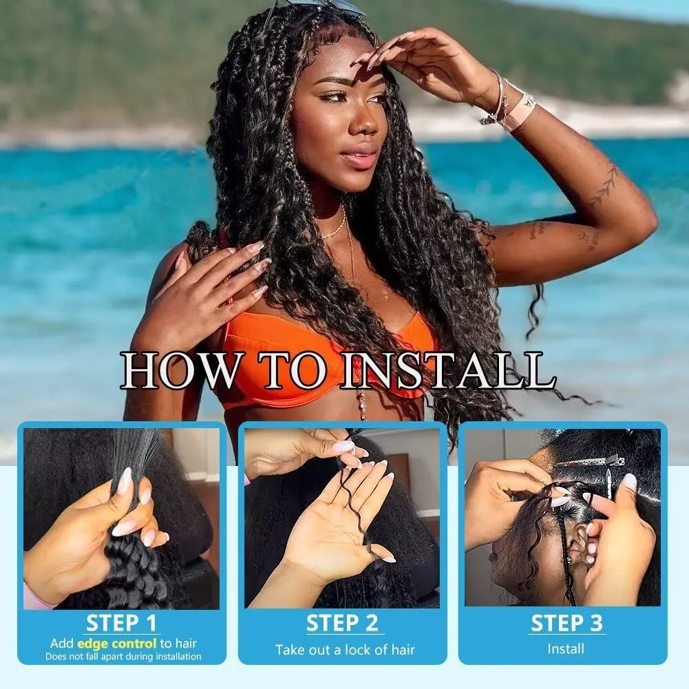 Human Braiding Hair Water Wave Bulk Human Hair 100g 20 Inch Curly Human Hair for Boho Braids Hair Extensions No Weft 2 Braids Per Pack Wet and Wavy Human Hair Braiding Hair Natural Black