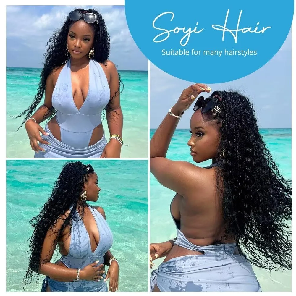 Human Braiding Hair Water Wave Bulk Human Hair 100g 20 Inch Curly Human Hair for Boho Braids Hair Extensions No Weft 2 Braids Per Pack Wet and Wavy Human Hair Braiding Hair Natural Black