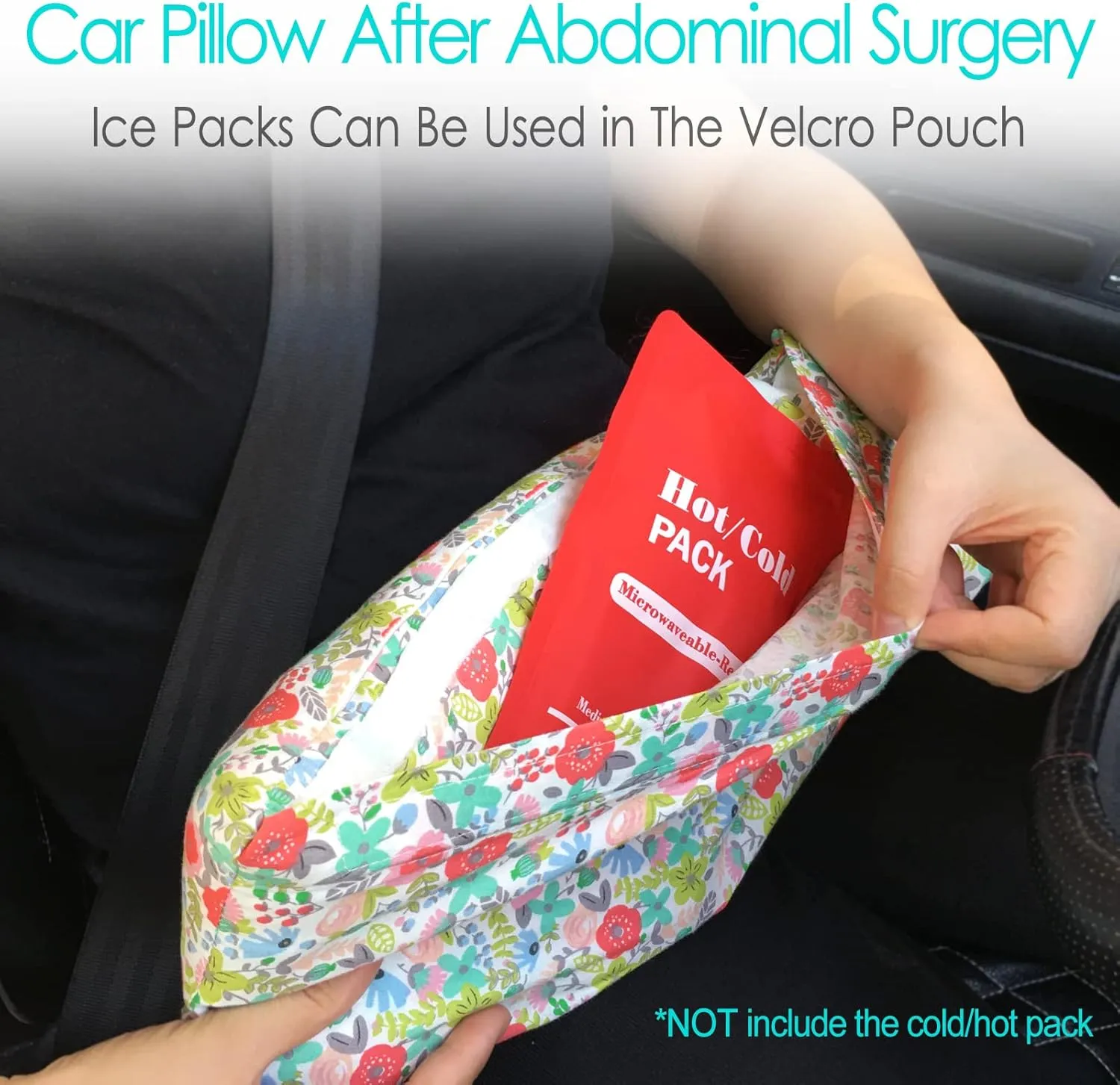 Hysterectomy Pillow Abdominal Post Surgery Pillows with Pocket Comfort for Ice Heat Packs Tummy Tuck Belly Incision Recovery Seatbelt Gifts Women Patients (Camellia)