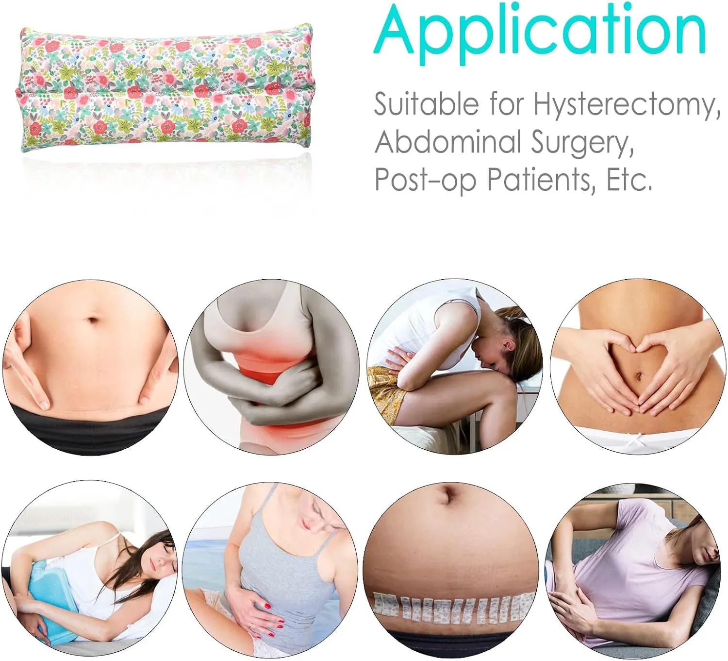 Hysterectomy Pillow Abdominal Post Surgery Pillows with Pocket Comfort for Ice Heat Packs Tummy Tuck Belly Incision Recovery Seatbelt Gifts Women Patients (Camellia)