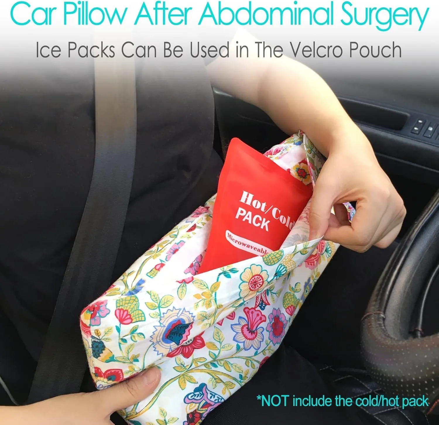 Hysterectomy Pillow Abdominal Post Surgery Pillows with Pocket Comfort for Ice Heat Packs Tummy Tuck Belly Incision Recovery Seatbelt Gifts Women Patients (Sunflower)