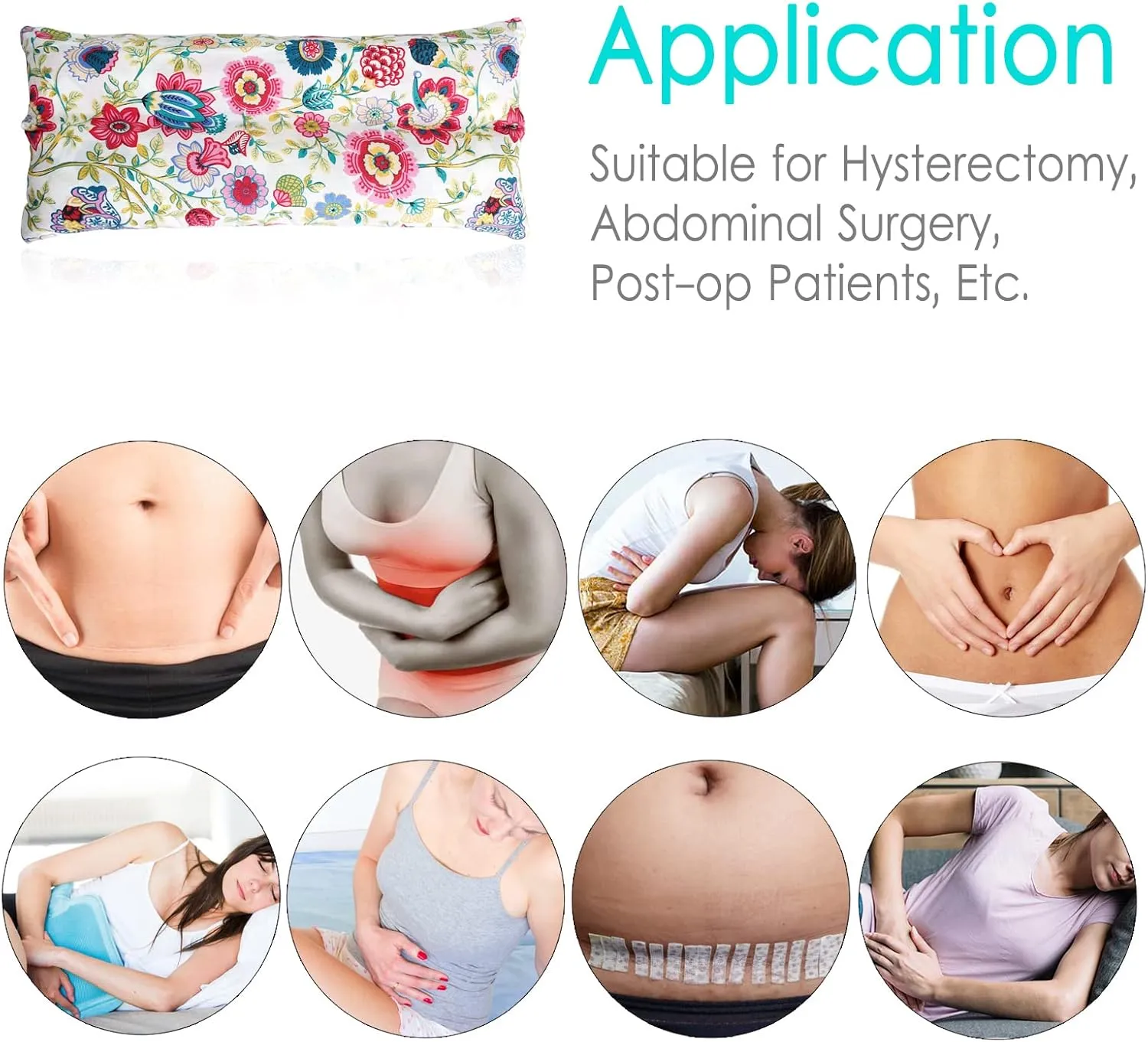 Hysterectomy Pillow Abdominal Post Surgery Pillows with Pocket Comfort for Ice Heat Packs Tummy Tuck Belly Incision Recovery Seatbelt Gifts Women Patients (Sunflower)