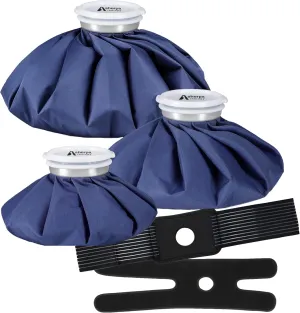 Ice Bags for Injuries Reusable - Dual Hot Water Bag for Pain Relief and Soft Ice Packs for Injuries - Set of 3 Bags and 2 Straps