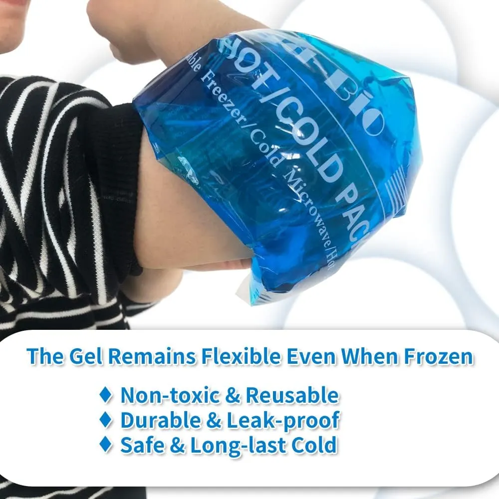 Ice Packs for Injuries Reusable Gel (2 Pack) - Hot Cold Gel Ice Pack for Injury, Pain Relief, Rehabilitation - Flexible Ice Packs for Knee, Shoulder, Back, Neck, Wrist - 4.7" x 12.2"