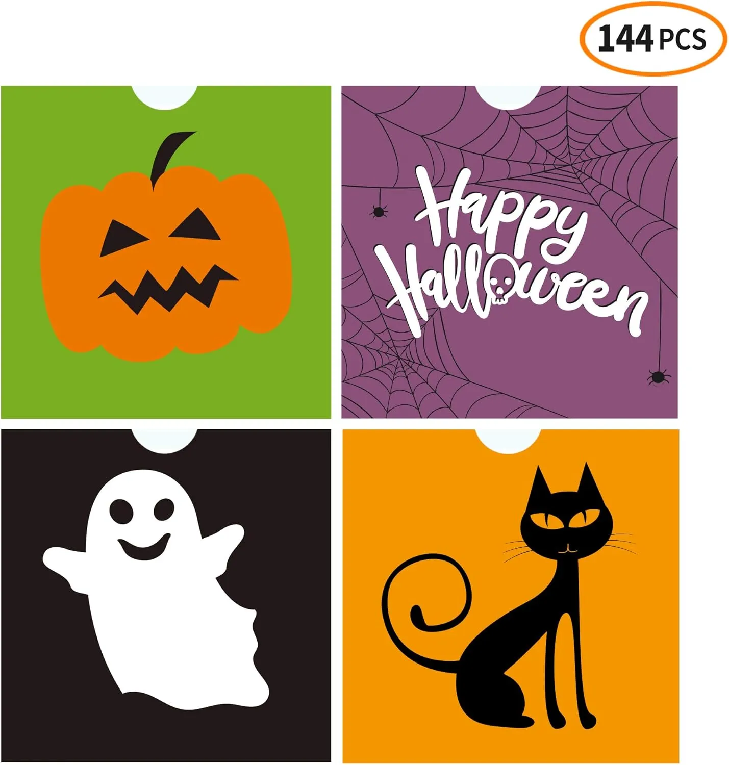 iFUNow 144 Pack Halloween Bags - Goodie, Candy, Treat, Goody, Party Favors & Trick or Treat Bags for Parties