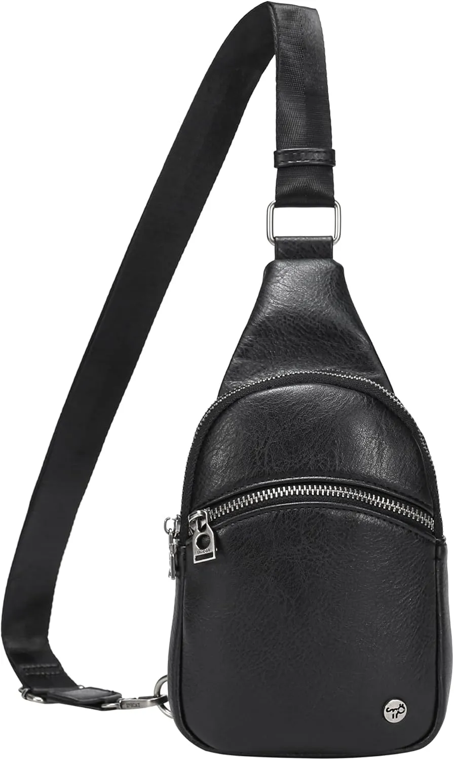 INICAT Crossbody Sling Bags Fanny Packs Leather Purses Chest Bag for Women