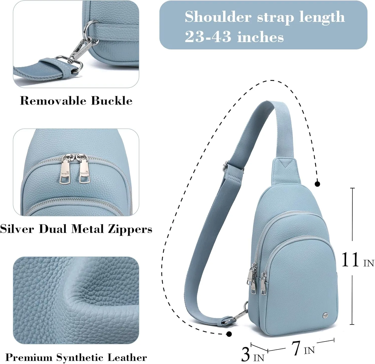 INICAT Crossbody Sling Bags Fanny Packs Leather Purses Chest Bag for Women