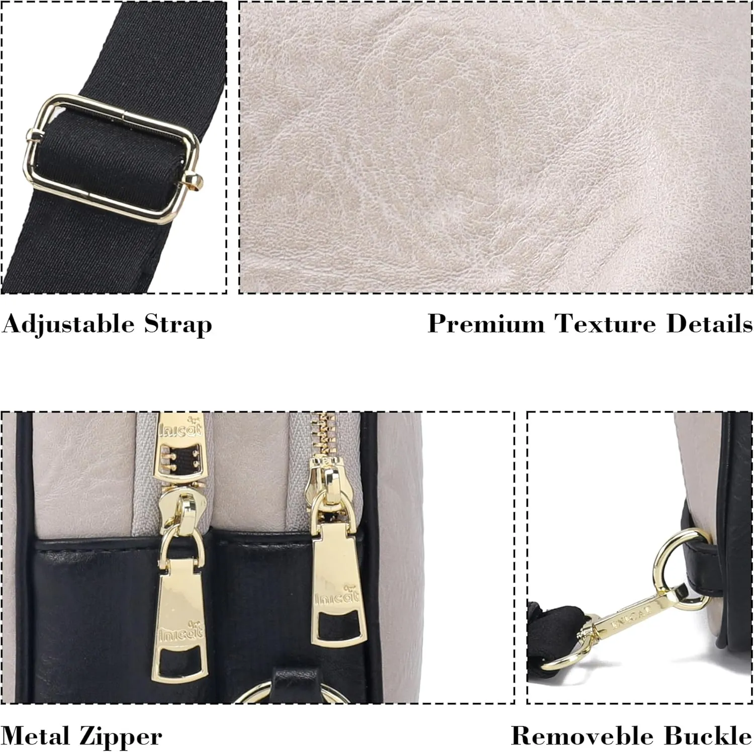 INICAT Crossbody Sling Bags Fanny Packs Leather Purses Chest Bag for Women