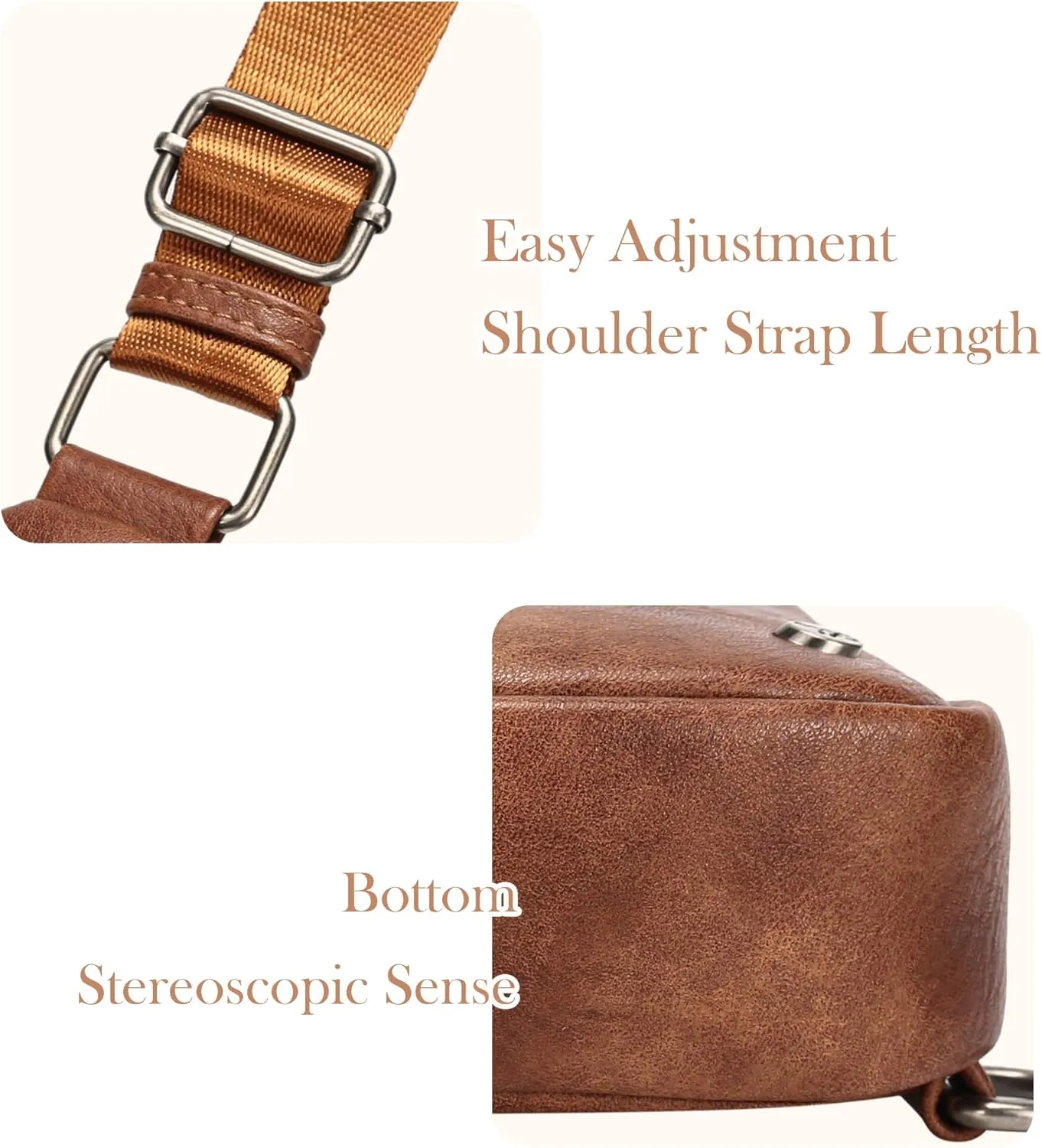 INICAT Crossbody Sling Bags Fanny Packs Leather Purses Chest Bag for Women
