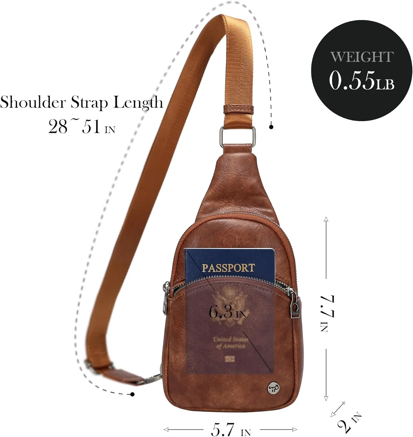 INICAT Crossbody Sling Bags Fanny Packs Leather Purses Chest Bag for Women