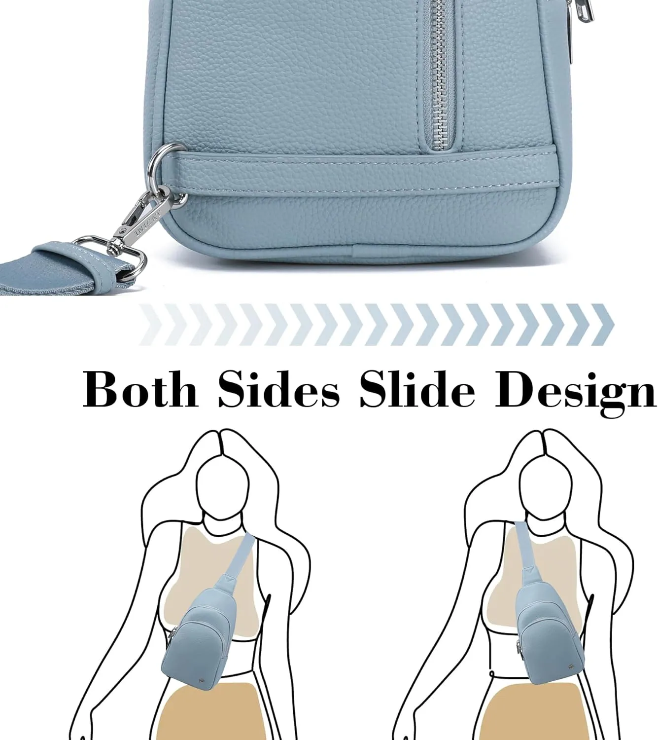 INICAT Crossbody Sling Bags Fanny Packs Leather Purses Chest Bag for Women