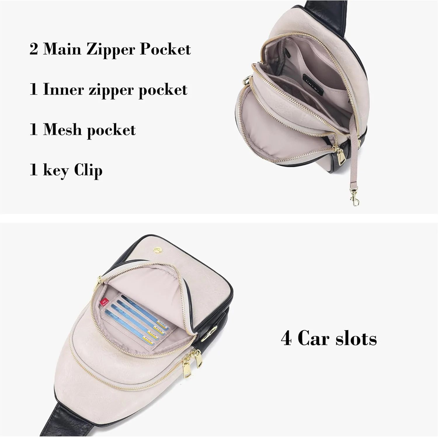 INICAT Crossbody Sling Bags Fanny Packs Leather Purses Chest Bag for Women