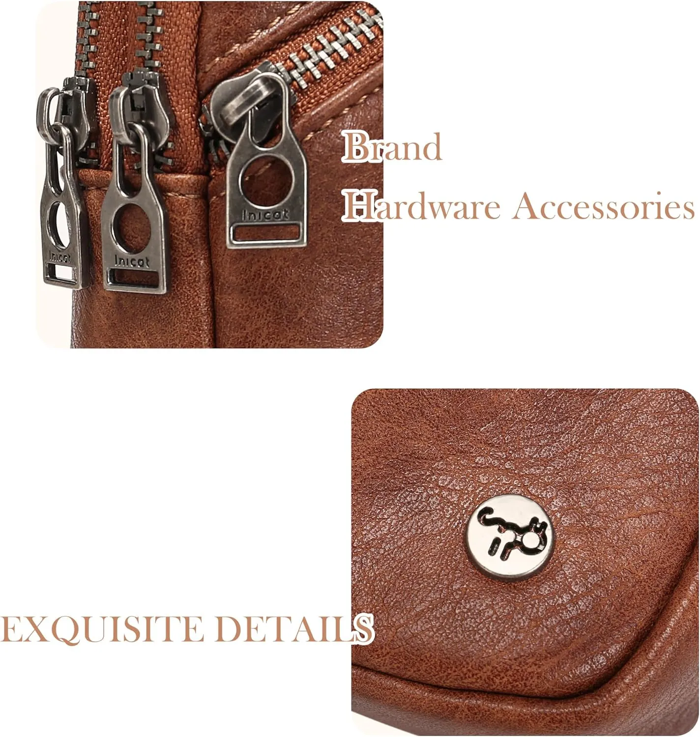 INICAT Crossbody Sling Bags Fanny Packs Leather Purses Chest Bag for Women