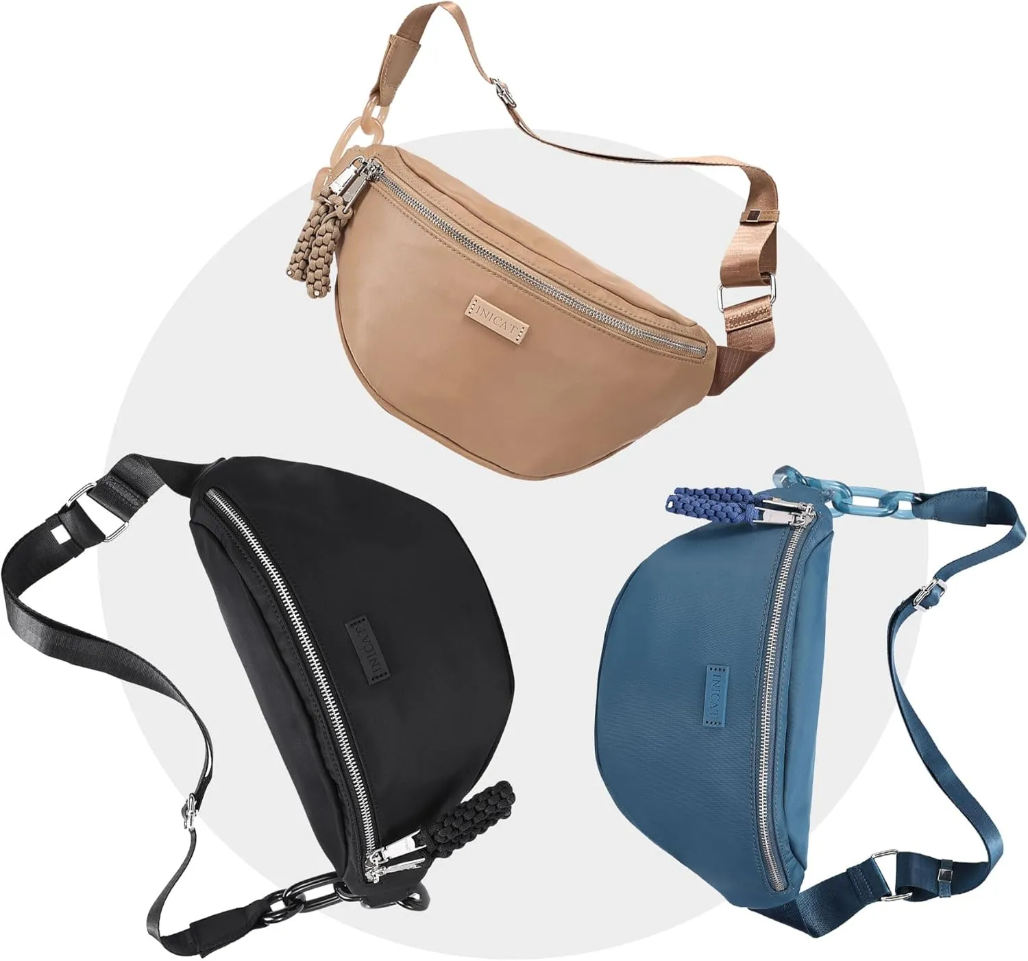 INICAT Fanny Packs for Women,Fashion Waist Packs Crossbody Bum Bag with Adjustable Strap for Travel Sport