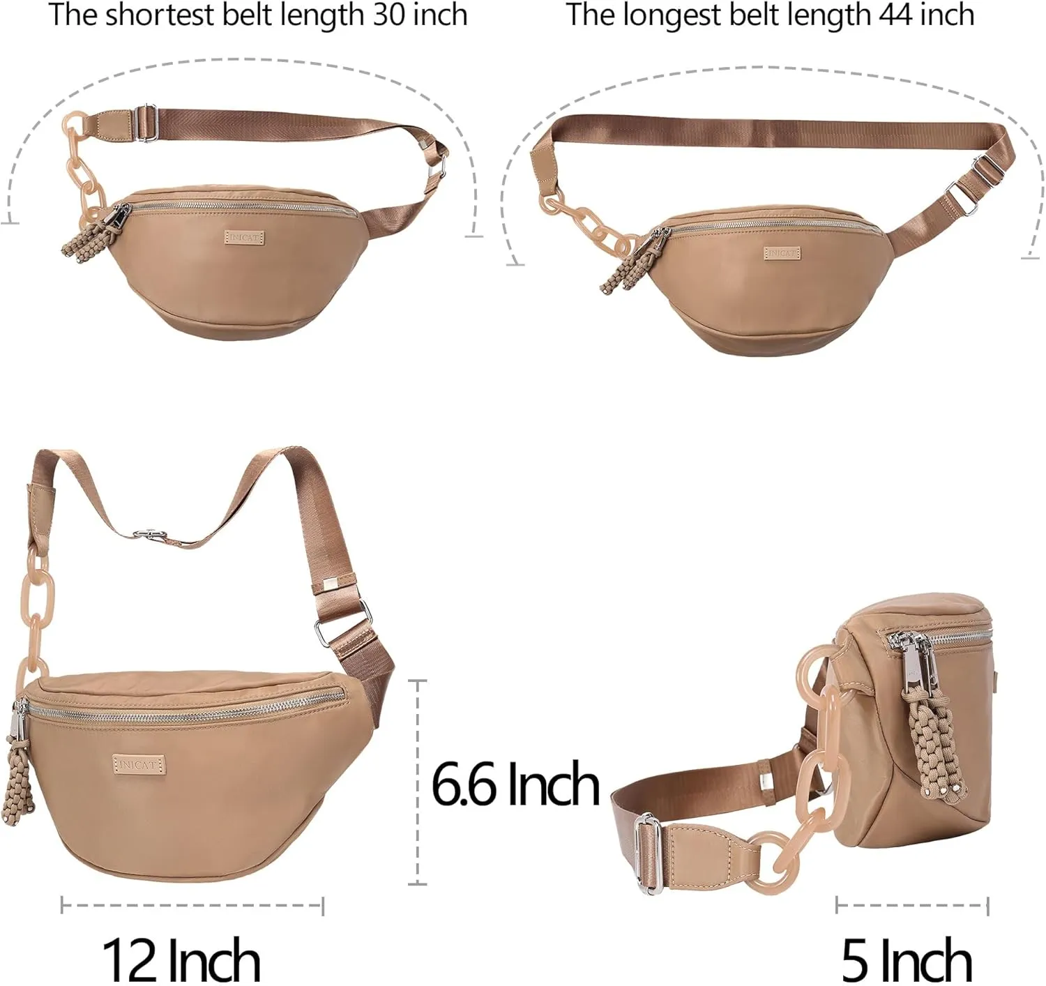 INICAT Fanny Packs for Women,Fashion Waist Packs Crossbody Bum Bag with Adjustable Strap for Travel Sport