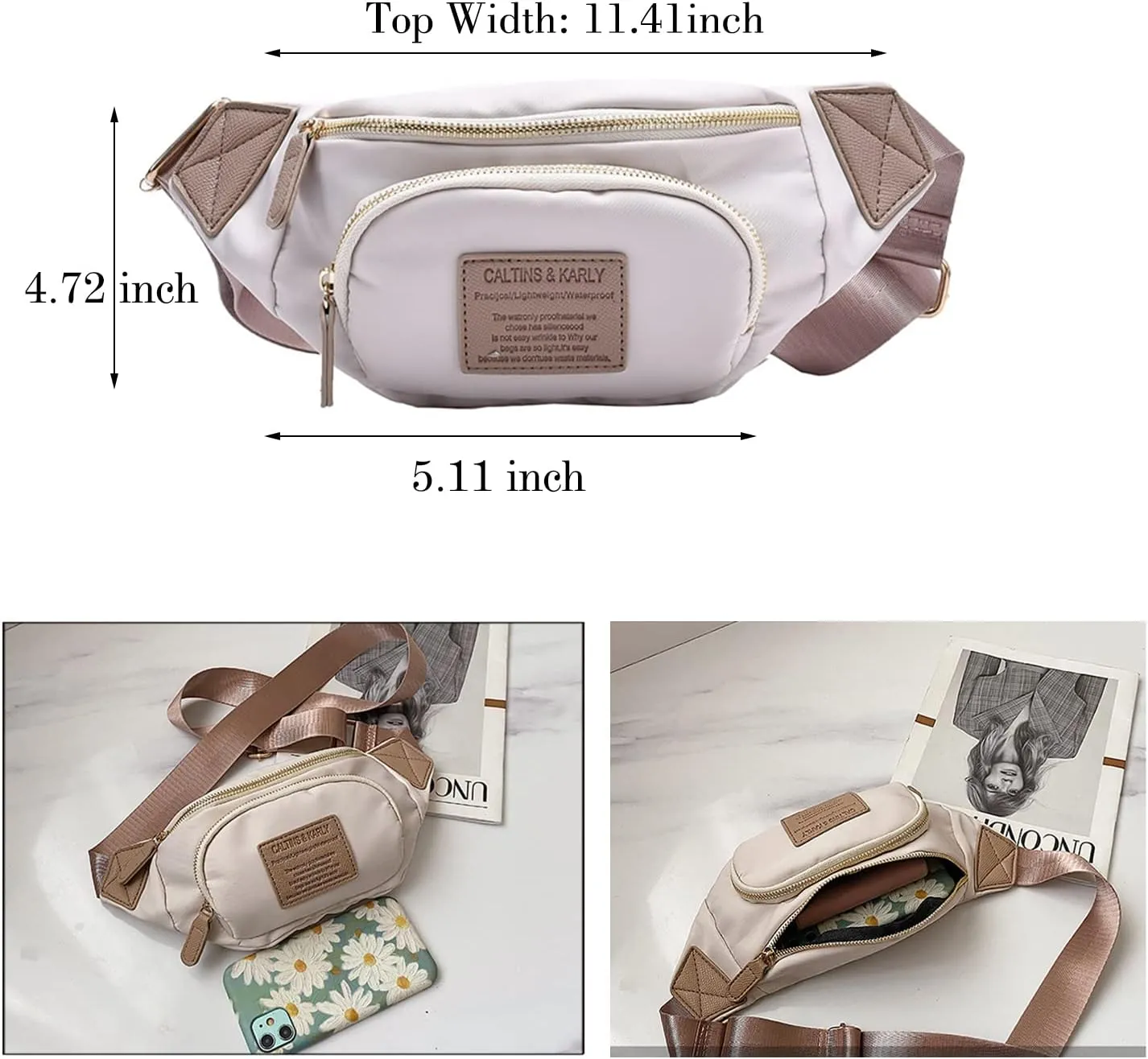 INICAT Fanny Packs for Women,Fashion Waist Packs Crossbody Bum Bag with Adjustable Strap for Travel Sport