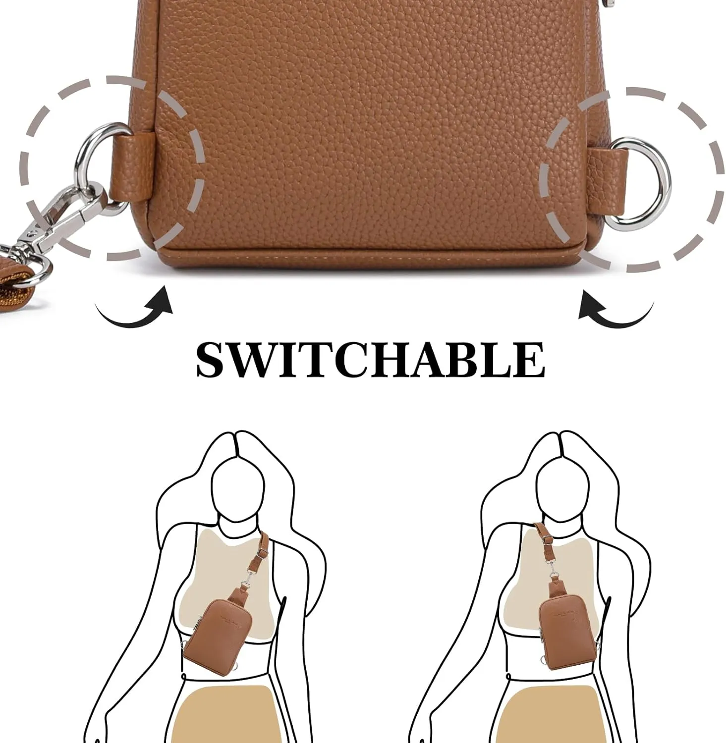 INICAT Small Crossbody Sling Bags for Women Vegan Leather Cell Phone Purse Fanny Packs for Women Men