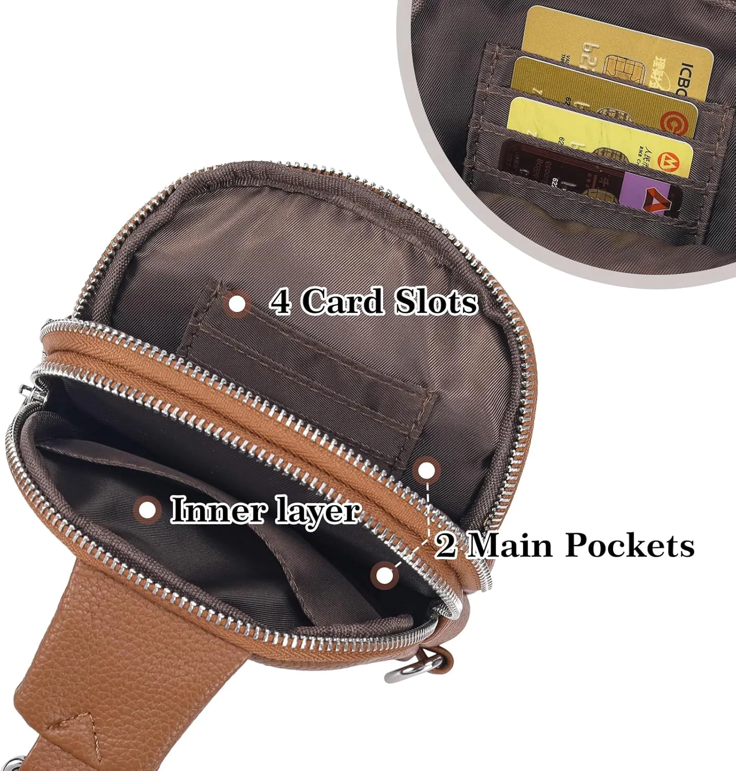 INICAT Small Crossbody Sling Bags for Women Vegan Leather Cell Phone Purse Fanny Packs for Women Men