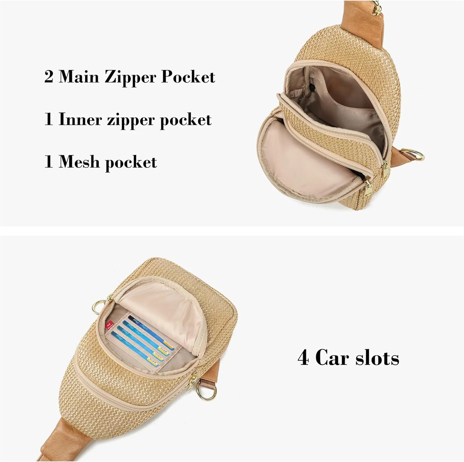 INICAT Summer Straw Bag Small Sling Beach Bag Crossbody Bags for Women