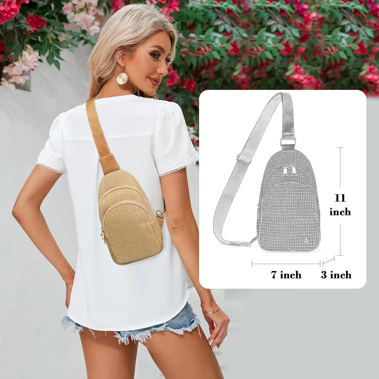 INICAT Summer Straw Bag Small Sling Beach Bag Crossbody Bags for Women