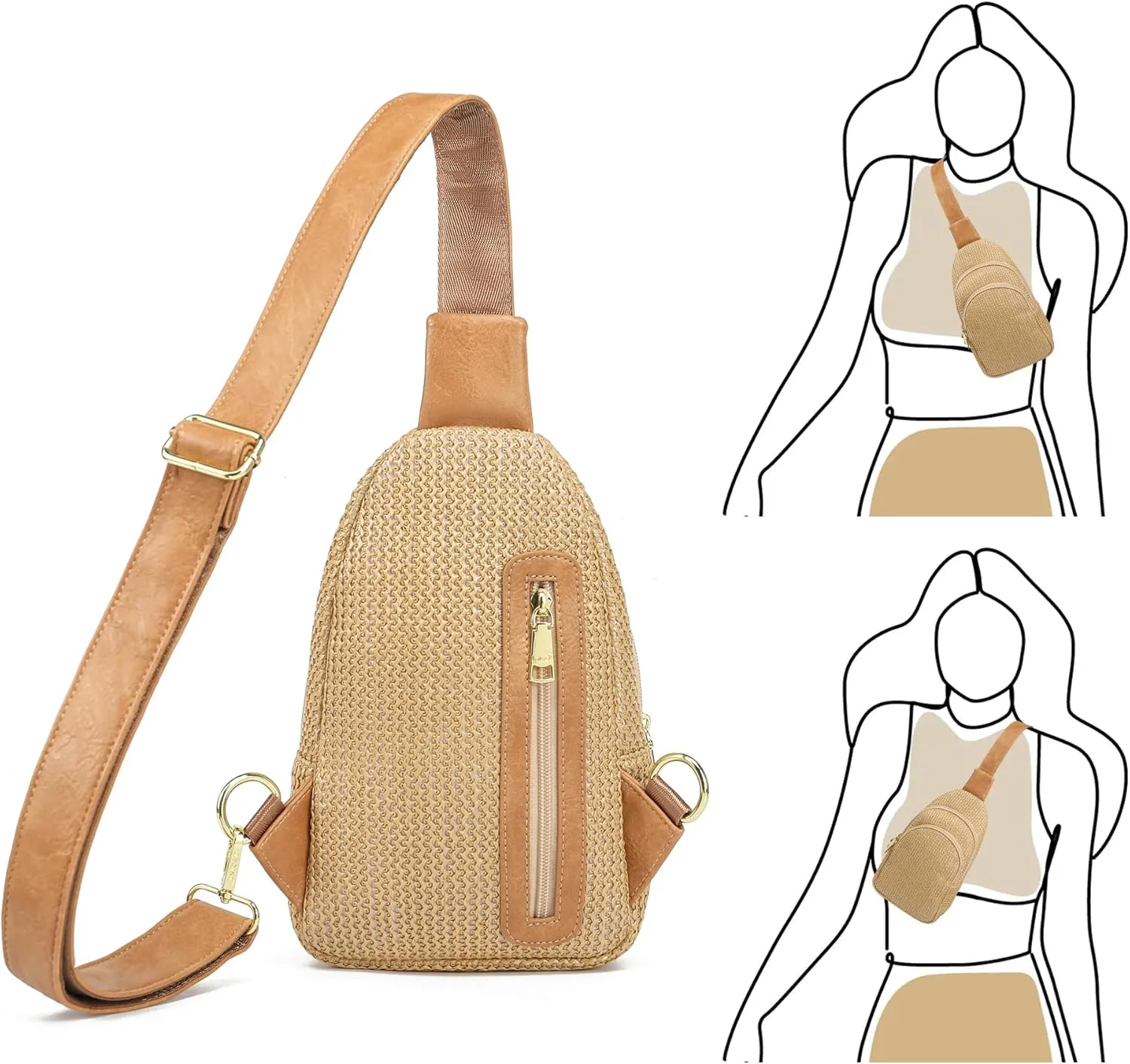 INICAT Summer Straw Bag Small Sling Beach Bag Crossbody Bags for Women