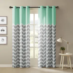 Intelligent Design Alex Chevron Curtains for Living Room, Modern Contemporary Grommet Room Darkening Panels for Bedroom, Geometric Window Panel, 42X63, 2-Panel Pack, 42x84, Aqua