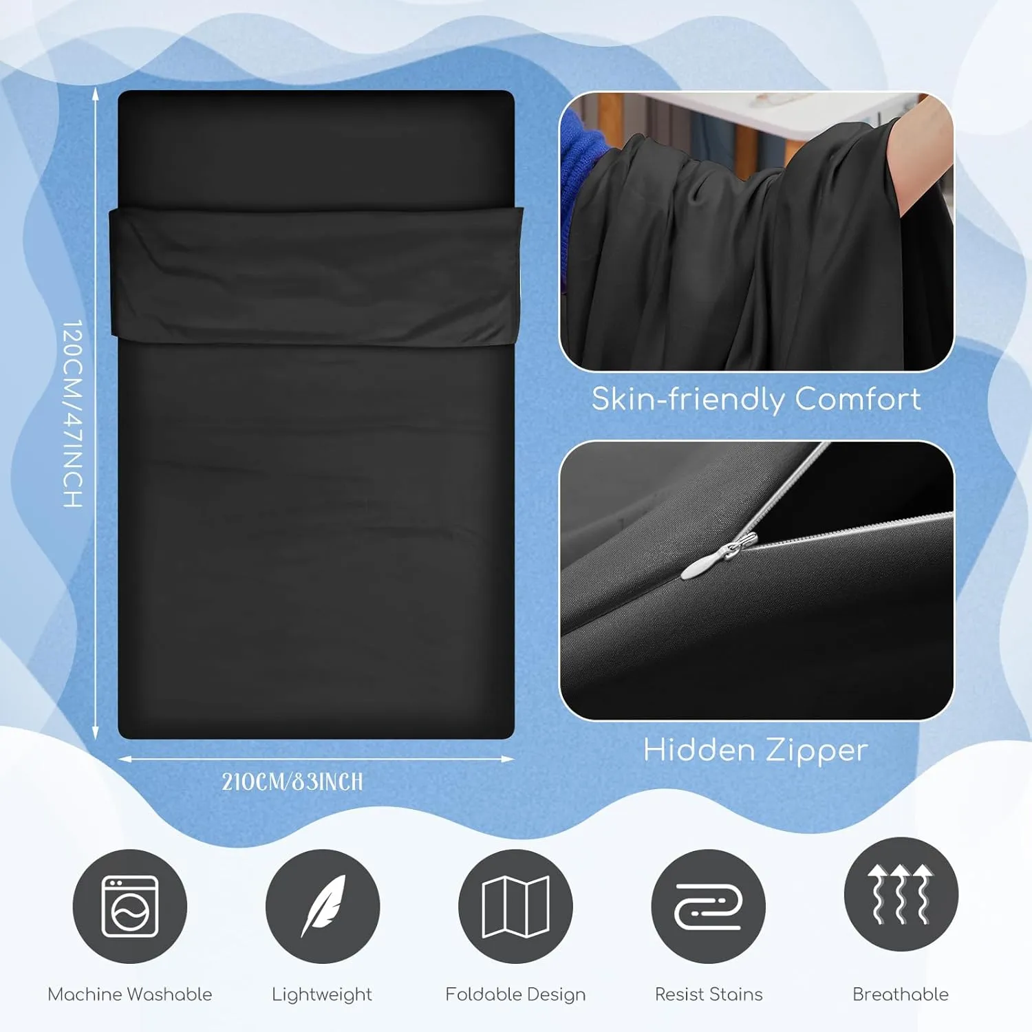 Irenare Self Tan Sleep Sack Breathable Self Tanning Sheet Protector for Bed Travel Sleeping Bag Camping and Sheet Liner for Outdoor Travel Hiking