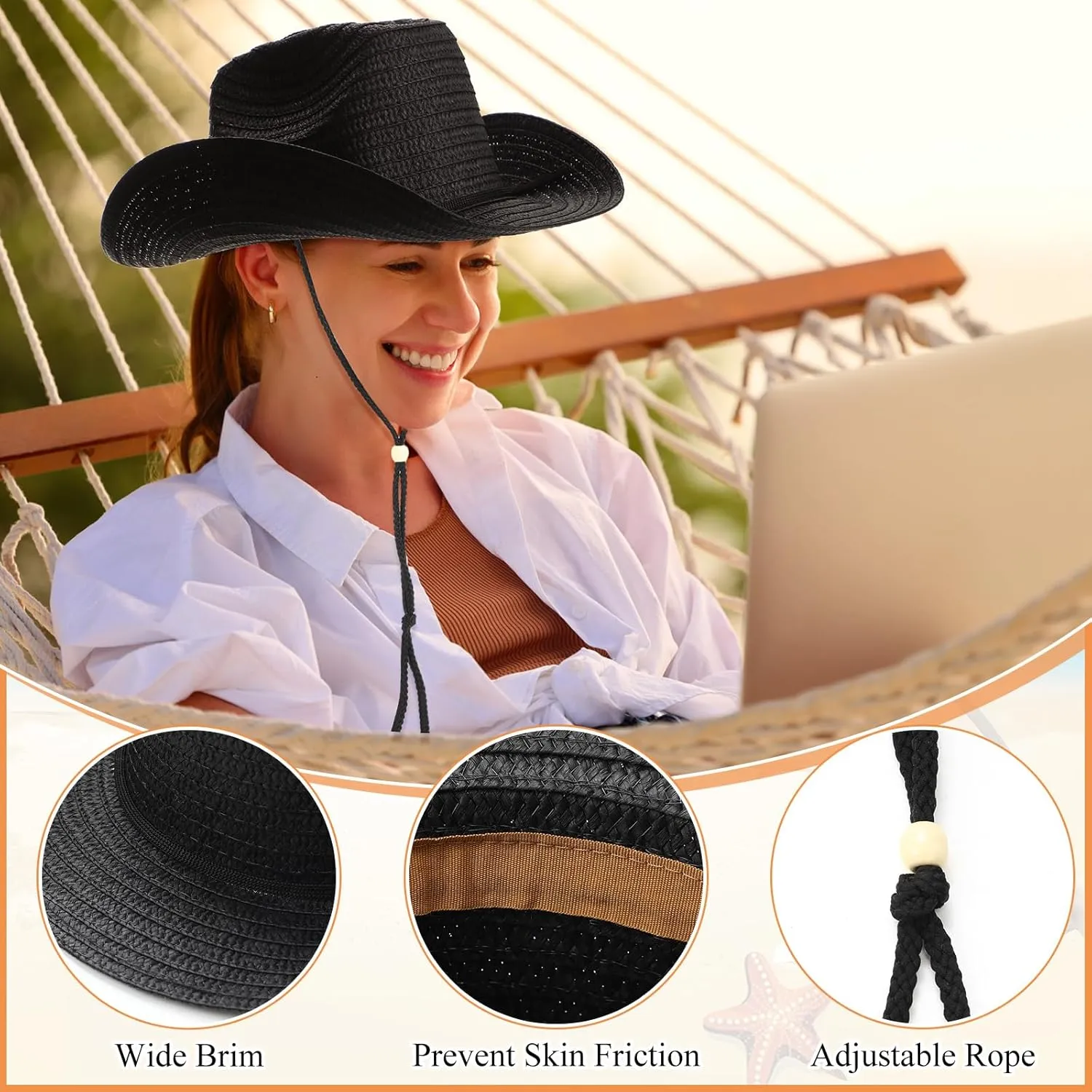 JaGely 15 Pcs Straw Cowboy Hats Wide Brim Summer Hat Women Men Country Accessories for Western Themed Party Concerts Birthday