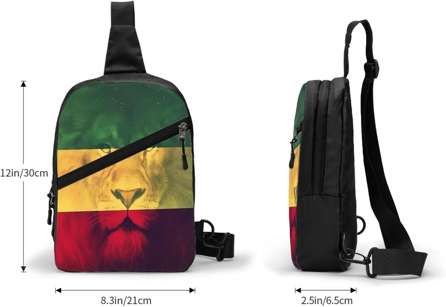 Jamaican Rasta Lion Flag Portable Crossbody Bag Foldable Sling Bags Sports Gym Chest Daypack Reusable Shoulder Backpack Casual Diagonally Rucksack Fanny Packs