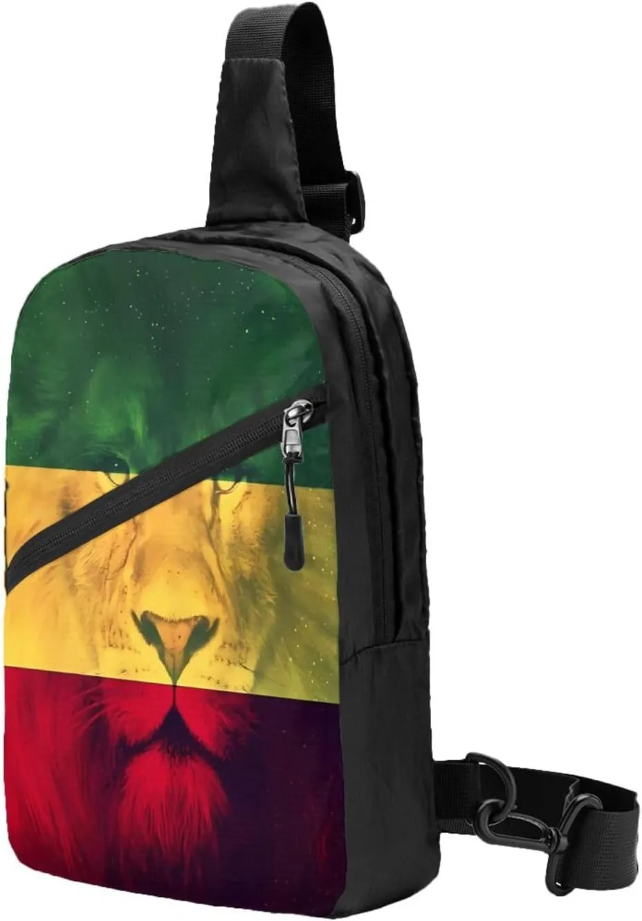 Jamaican Rasta Lion Flag Portable Crossbody Bag Foldable Sling Bags Sports Gym Chest Daypack Reusable Shoulder Backpack Casual Diagonally Rucksack Fanny Packs