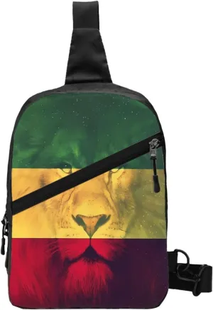 Jamaican Rasta Lion Flag Portable Crossbody Bag Foldable Sling Bags Sports Gym Chest Daypack Reusable Shoulder Backpack Casual Diagonally Rucksack Fanny Packs