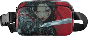 Japanese Anime Samurai Fanny Pack Water Resistant, Women Men Waist Pack Sling Bag Purse for Travel Hiking
