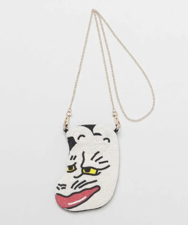 Japanese Mask Beaded Shoulder Bag