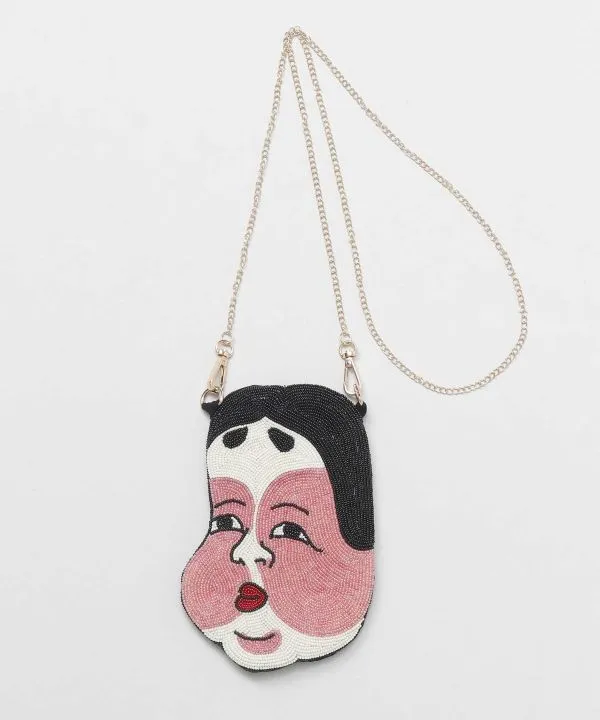 Japanese Mask Beaded Shoulder Bag