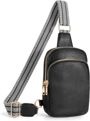 JASGOOD Small Sling Bag, PU Leather Travel Fanny Packs Crossbody Bags for Women Men